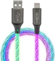 Ansmann 1700-0158 USB-A apa - USB-C apa LED Adat és Töltőkábel 60 Watt 1m - Fekete