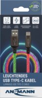Ansmann 1700-0158 USB-A apa - USB-C apa LED Adat és Töltőkábel 60 Watt 1m - Fekete