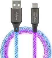 Ansmann 1700-0158 USB-A apa - USB-C apa LED Adat és Töltőkábel 60 Watt 1m - Fekete