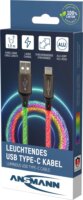 Ansmann 1700-0158 USB-A apa - USB-C apa LED Adat és Töltőkábel 60 Watt 1m - Fekete