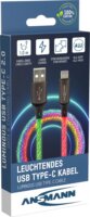 Ansmann 1700-0158 USB-A apa - USB-C apa LED Adat és Töltőkábel 60 Watt 1m - Fekete