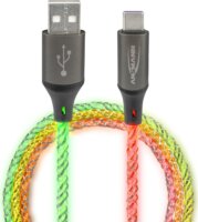 Ansmann 1700-0158 USB-A apa - USB-C apa LED Adat és Töltőkábel 60 Watt 1m - Fekete