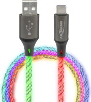 Ansmann 1700-0158 USB-A apa - USB-C apa LED Adat és Töltőkábel 60 Watt 1m - Fekete