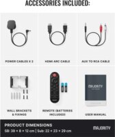 Majority Naga 40 Plus Soundbar 2.1 Hangprojektor Mélynyomóval 200W - Fekete