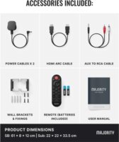 Majority Naga 60 Plus Soundbar Hangprojektor Mélynyomóval 300W - Fekete