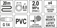 Yato YT-24244 Kompresszor Tömlődob Ø8mm / 20m - Fekete / Piros