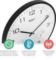 Mebus 52840 Rádióvezérelt Falióra Ø 30cm - Fekete