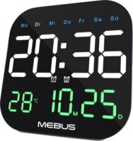 Mebus 19855 Digitális Fali / Asztali óra 18,5 x 18,5cm - Fekete
