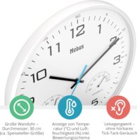 Mebus 16181 Quarz Falióra Ø 30cm - Fehér / Fekete