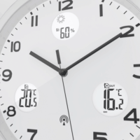 Mebus 13150 Rádióvezérlésű fali óra légkondicionáló állomással Ø 30cm - Ezüst / Fehér