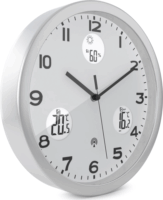 Mebus 13150 Rádióvezérlésű fali óra légkondicionáló állomással Ø 30cm - Ezüst / Fehér