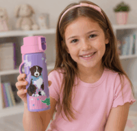 Ars Una Cute Animals Aussie Műanyag gyerek kulacs 475 ml - Rózsaszín/Mintás