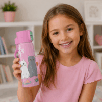Ars Una Cute Animals Tea Party Műanyag gyerek kulacs 475 ml - Rózsaszín/Mintás