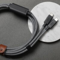 Native Union Belt 2x USB-C apa - USB-C Adat és Töltőkábel 140W 2m - Fekete/Fehér