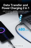 Vention CTHBG USB-A apa - USB-C 2.0 apa Adat és Töltőkábel 1.5m - Fekete
