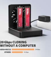 AXAGON ADSA-M2C22 SSD Dokkoló és Klónozó Állomás (USB-C 3.2 Gen 2x2 - 2x M.2 NVMe / SATA)