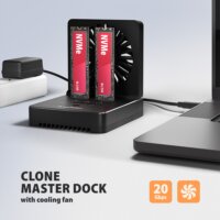 AXAGON ADSA-M2C22 SSD Dokkoló és Klónozó Állomás (USB-C 3.2 Gen 2x2 - 2x M.2 NVMe / SATA)