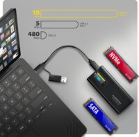 AXAGON EEM2-SD2B M.2 NVMe / SATA USB-C 3.2 Külső SSD Ház - Fekete