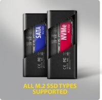 AXAGON EEM2-SD2B M.2 NVMe / SATA USB-C 3.2 Külső SSD Ház - Fekete