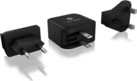 ICY BOX IB-PS1030-PD USB-A / 2x USB-C GaN Hálózati Gyorstöltő Adapter 65W - Fekete