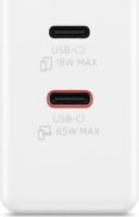 Lenovo G0A6065WEU 2xUSB-C GaN Hálózati Gyorstöltő Adapter 65W + USB-C Kábel 1.5m - Fehér