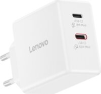 Lenovo G0A6065WEU 2xUSB-C GaN Hálózati Gyorstöltő Adapter 65W + USB-C Kábel 1.5m - Fehér