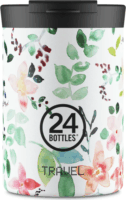 24Bottles 001943 Little Buds Dupla falú utazó Termosz bögre 350ml - Fehér mintás
