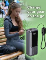 Gembird PB10-PD20-LCD-02 Powerbank LCD kijelzővel 10000mAh 20W + USB-C Kábel - Asztroszürke