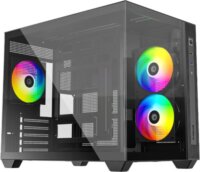 ID-Cooling VIEW 500 ARGB Mini Tower Számítógépház + 3db 120mm ventilátor - Fekete