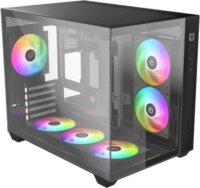 ID-Cooling VIEW 500 ARGB Mini Tower Számítógépház + 3db 120mm ventilátor - Fekete