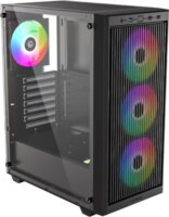 ID-Cooling WARE 310 ARGB Midi Torony Számítógépház + 4db 120mm ventilátor - Fekete