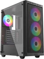 ID-Cooling WARE 310 ARGB Midi Torony Számítógépház + 4db 120mm ventilátor - Fekete