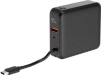 Gembird PB10-WPC15-LCD-01 Wireless Powerbank integrált USB-C kábellel / 10000mAh 20W - Fekete
