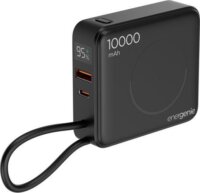 Gembird PB10-WPC15-LCD-01 Wireless Powerbank integrált USB-C kábellel / 10000mAh 20W - Fekete