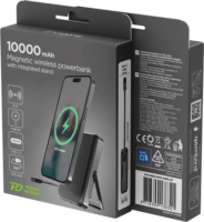 Gembird PB10-WPC15MS-01 Mágneses Wireless Powerbank Beépített Állvánnyal 10000mAh 15W - Fekete