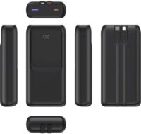 Gembird PB20-PD20-LCD-01 Powerbank integrált kábelekkel Lightning + USB-C / 20000mAh 20W - Fekete