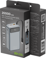 Gembird PB20-PD65-LCD-01 Powerbank LCD kijelzővel integrált USB-C kábellel / 20000mAh 65W - Fekete