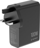 Gembird TA-UC-1A3C-PD100-01-BK USB-A / 3x USB-C GaN Hálózati Gyorstöltő Adapter 100W - Fekete