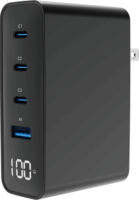 Gembird TA-UC-1A3C-PD100-01-BK USB-A / 3x USB-C GaN Hálózati Gyorstöltő Adapter 100W - Fekete