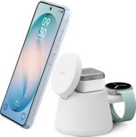 Belkin WIZ052KQWH UltraCharge Qi2 Moduláris Wireless Töltőállomás 25W + USB-C Hálózati Adapter 45W - Fehér