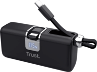 Trust 26104 Pacto Powerbank integrált USB-C kábellel / 5000mAh 20W - Fekete