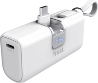 Trust 26105 Pacto Powerbank integrált USB-C kábellel / 5000mAh 20W - Fehér