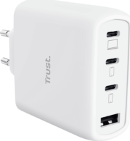 Trust 26068 Maxo USB-A / 3x USB-C GaN Hálózati Gyorstöltő Adapter 65W + USB-C Kábel 2m - Fehér