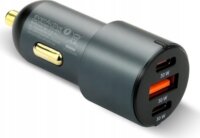 EverActive CC-40Q USB-C (PD) + 2x USB-A QC3.0 Autós Gyorstöltő 60W - Fekete