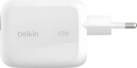 Belkin BOOST Charge Pro USB-C Dual GaN Hálózati Gyorstöltő Adapter 45W beépített USB-C Kábellel 0.8m - Fehér