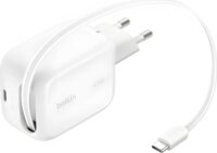 Belkin BOOST Charge Pro USB-C Dual GaN Hálózati Gyorstöltő Adapter 45W beépített USB-C Kábellel 0.8m - Fehér
