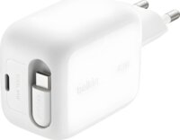 Belkin BOOST Charge Pro USB-C Dual GaN Hálózati Gyorstöltő Adapter 45W beépített USB-C Kábellel 0.8m - Fehér