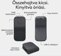 Logitech Mobi Fold Bluetooth + RF Wireless Összecsukható Egér - Grafitszürke
