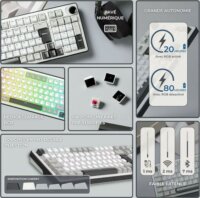 The G-Lab Keyz Elite 400 WG Tri-Mode Wireless Mechanikus Gamer RGB Billentyűzet US - Fehér/Szürke