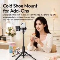 Ulanzi MT-86 Automatikusan Nyíló Bluetooth Szelfibot / Telefon Állvány 153cm - Fekete
